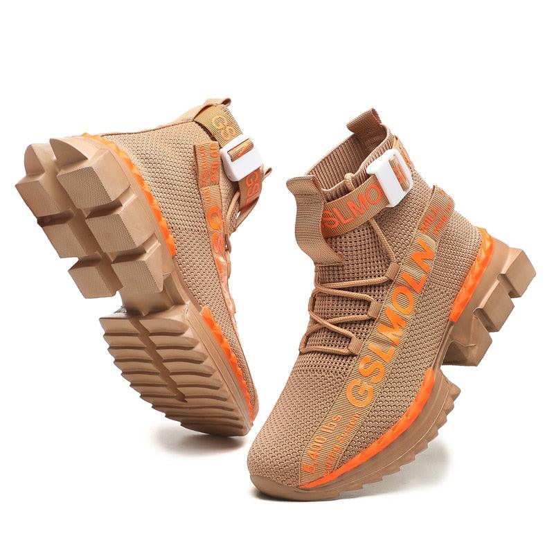 Fashion Flying Woven Sock Mens High Top Sneakers Men Non-slip Shoes Casual Shoes Running Modern Shoes Non Slip Athletic Tennis Walking Type Sneakers Hip Hop Style Stevvex