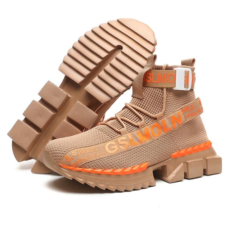 Fashion Flying Woven Sock Mens High Top Sneakers Men Non-slip Shoes Casual Shoes Running Modern Shoes Non Slip Athletic Tennis Walking Type Sneakers Hip Hop Style Stevvex