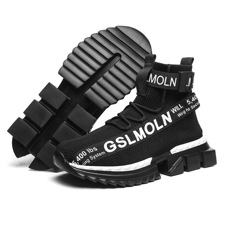 Fashion Flying Woven Sock Mens High Top Sneakers Men Non-slip Shoes Casual Shoes Running Modern Shoes Non Slip Athletic Tennis Walking Type Sneakers Hip Hop Style Stevvex