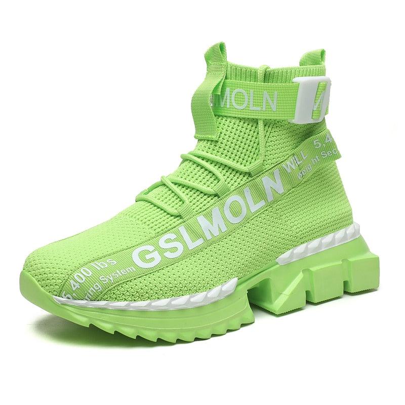 Fashion Flying Woven Sock Mens High Top Sneakers Men Non-slip Shoes Casual Shoes Running Modern Shoes Non Slip Athletic Tennis Walking Type Sneakers Hip Hop Style Stevvex