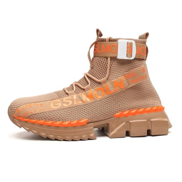 Fashion Flying Woven Sock Mens High Top Sneakers Men Non-slip Shoes Casual Shoes Running Modern Shoes Non Slip Athletic Tennis Walking Type Sneakers Hip Hop Style Stevvex