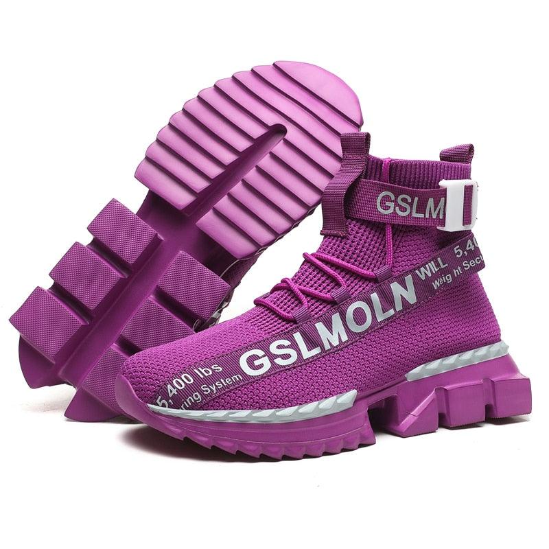 Fashion Flying Woven Sock Mens High Top Sneakers Men Non-slip Shoes Casual Shoes Running Modern Shoes Non Slip Athletic Tennis Walking Type Sneakers Hip Hop Style Stevvex