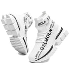 Fashion Flying Woven Sock Mens High Top Sneakers Men Non-slip Shoes Casual Shoes Running Modern Shoes Non Slip Athletic Tennis Walking Type Sneakers Hip Hop Style Stevvex