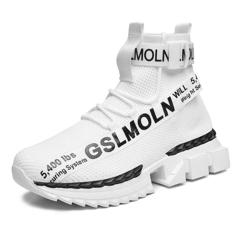 Fashion Flying Woven Sock Mens High Top Sneakers Men Non-slip Shoes Casual Shoes Running Modern Shoes Non Slip Athletic Tennis Walking Type Sneakers Hip Hop Style Stevvex