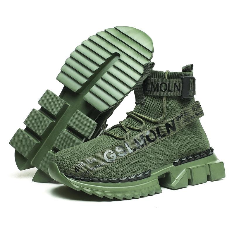 Fashion Flying Woven Sock Mens High Top Sneakers Men Non-slip Shoes Casual Shoes Running Modern Shoes Non Slip Athletic Tennis Walking Type Sneakers Hip Hop Style Stevvex