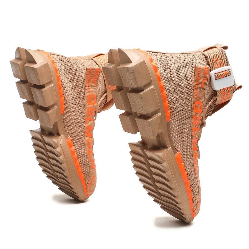 Fashion Flying Woven Sock Mens High Top Sneakers Men Non-slip Shoes Casual Shoes Running Modern Shoes Non Slip Athletic Tennis Walking Type Sneakers Hip Hop Style Stevvex