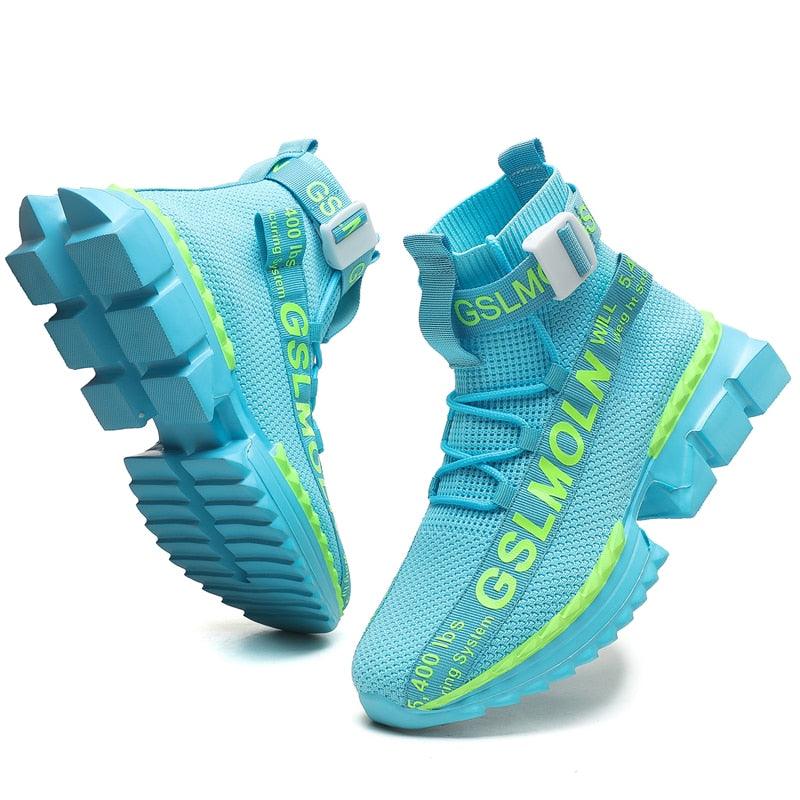 Fashion Flying Woven Sock Mens High Top Sneakers Men Non-slip Shoes Casual Shoes Running Modern Shoes Non Slip Athletic Tennis Walking Type Sneakers Hip Hop Style Stevvex