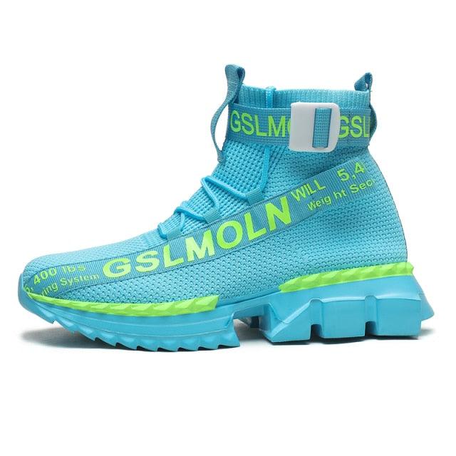 Fashion Flying Woven Sock Mens High Top Sneakers Men Non-slip Shoes Casual Shoes Running Modern Shoes Non Slip Athletic Tennis Walking Type Sneakers Hip Hop Style Stevvex