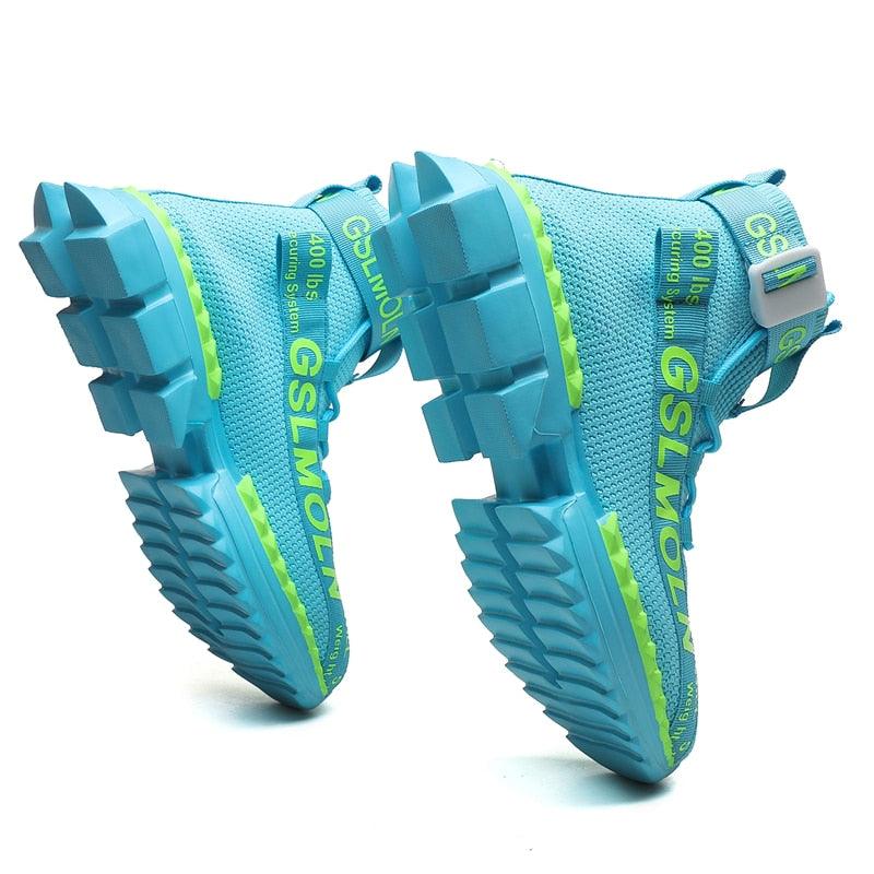 Fashion Flying Woven Sock Mens High Top Sneakers Men Non-slip Shoes Casual Shoes Running Modern Shoes Non Slip Athletic Tennis Walking Type Sneakers Hip Hop Style Stevvex