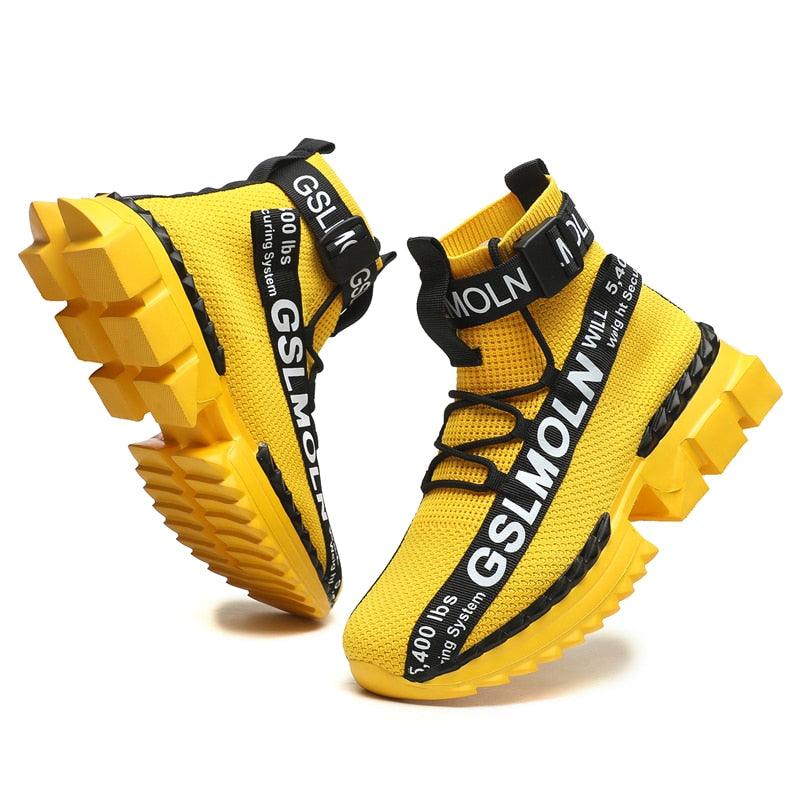 Fashion Flying Woven Sock Mens High Top Sneakers Men Non-slip Shoes Casual Shoes Running Modern Shoes Non Slip Athletic Tennis Walking Type Sneakers Hip Hop Style Stevvex