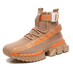 Fashion Flying Woven Sock Mens High Top Sneakers Men Non-slip Shoes Casual Shoes Running Modern Shoes Non Slip Athletic Tennis Walking Type Sneakers Hip Hop Style Stevvex