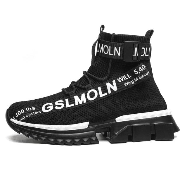 Fashion Flying Woven Sock Mens High Top Sneakers Men Non-slip Shoes Casual Shoes Running Modern Shoes Non Slip Athletic Tennis Walking Type Sneakers Hip Hop Style Stevvex