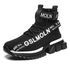Fashion Flying Woven Sock Mens High Top Sneakers Men Non-slip Shoes Casual Shoes Running Modern Shoes Non Slip Athletic Tennis Walking Type Sneakers Hip Hop Style Stevvex