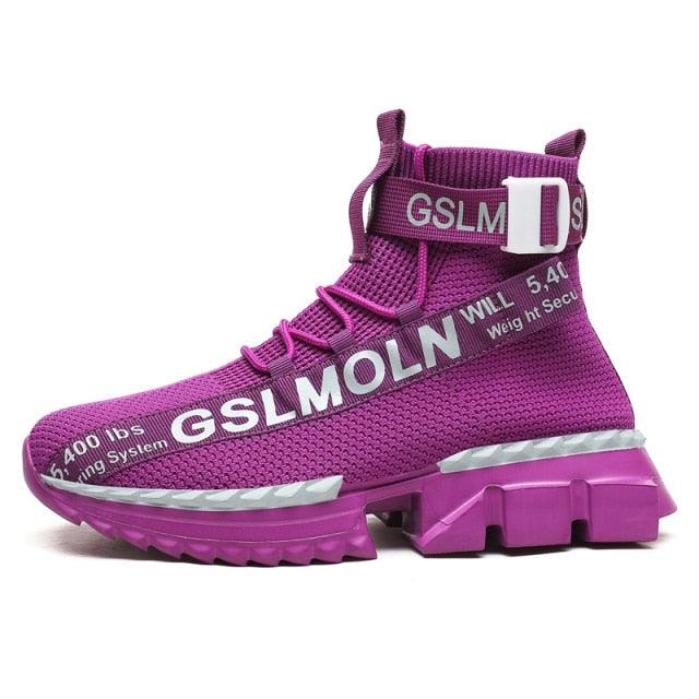 Fashion Flying Woven Sock Mens High Top Sneakers Men Non-slip Shoes Casual Shoes Running Modern Shoes Non Slip Athletic Tennis Walking Type Sneakers Hip Hop Style Stevvex
