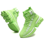 Fashion Flying Woven Sock Mens High Top Sneakers Men Non-slip Shoes Casual Shoes Running Modern Shoes Non Slip Athletic Tennis Walking Type Sneakers Hip Hop Style Stevvex