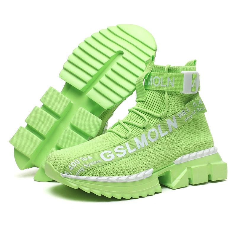 Fashion Flying Woven Sock Mens High Top Sneakers Men Non-slip Shoes Casual Shoes Running Modern Shoes Non Slip Athletic Tennis Walking Type Sneakers Hip Hop Style Stevvex