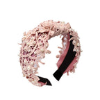 Fashion Girls Pearl Hairband White Black Lace Headband Women Artificial Pearls Hair Hoop Middle Knot Hair Accessories Gorgeous Hair Accessories For Women Stevvex