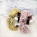 Fashion Girls Pearl Hairband White Black Lace Headband Women Artificial Pearls Hair Hoop Middle Knot Hair Accessories Gorgeous Hair Accessories For Women Stevvex