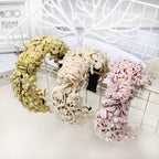 Fashion Girls Pearl Hairband White Black Lace Headband Women Artificial Pearls Hair Hoop Middle Knot Hair Accessories Gorgeous Hair Accessories For Women Stevvex