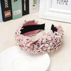 Fashion Girls Pearl Hairband White Black Lace Headband Women Artificial Pearls Hair Hoop Middle Knot Hair Accessories Gorgeous Hair Accessories For Women Stevvex