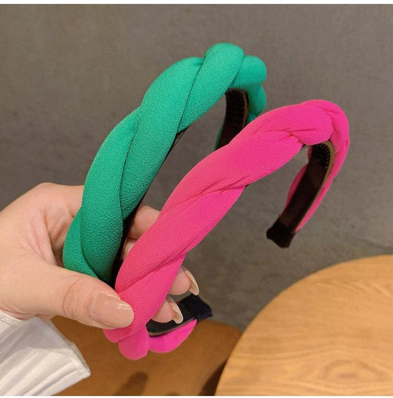 Fashion Hair Band Twist Solid Color Folds Pattern Hair Hoop Headbands Designer Hairband Gorgeous Hair Accessories For Women Stevvex