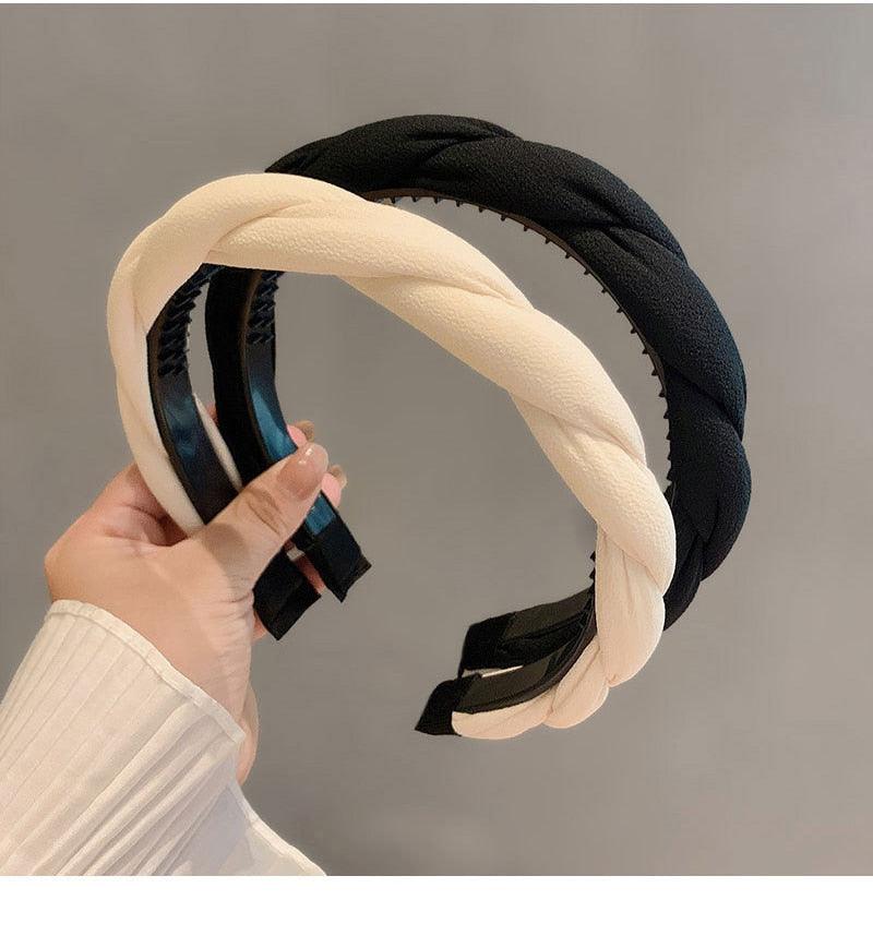 Fashion Hair Band Twist Solid Color Folds Pattern Hair Hoop Headbands Designer Hairband Gorgeous Hair Accessories For Women Stevvex