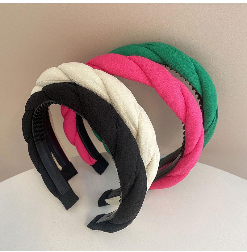 Fashion Hair Band Twist Solid Color Folds Pattern Hair Hoop Headbands Designer Hairband Gorgeous Hair Accessories For Women Stevvex