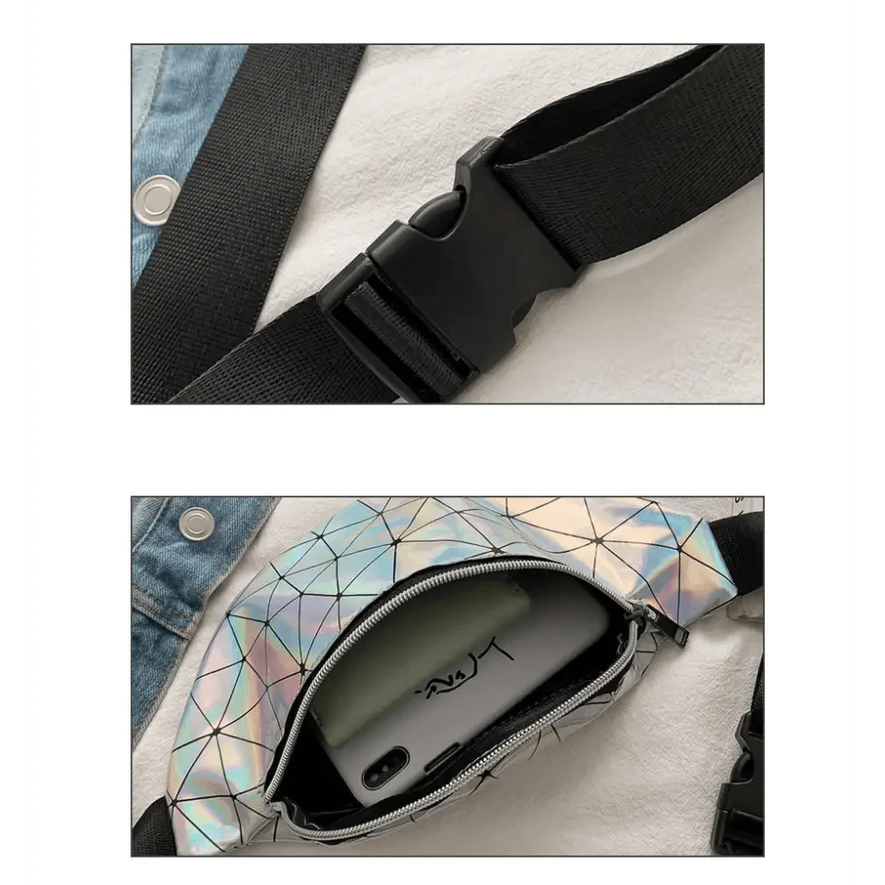 Fashion Holographic Women Waist Bags Modern Fanny Pack Adjustable Belt Bag Excellent Design Waist Packs Chest Phone Pouch Stevvex