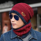 Fashion Knitted Winter Hats For Men Thick and Warm Men Winter Hat Black Autumn Beanie Hat Men Wool Ski Hats Beanies Bonnet Scarf Hat Set Outdoor Sport Warm Beanies Hat For Men Knitted Hats Bandana Hiking Camping Kid Neck Warmer Cap Stevvex