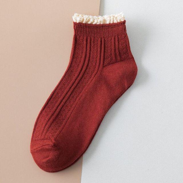 Fashion Lace Ruffled Soft Cotton Female Sock Spring And Summer Cute Socks Sweet Princess Girls Comfortable Breathable Cute Socks For Women Stevvex