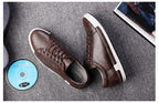 Fashion Leather Mens Shoes Soft High Quality Mens Casual Shoes Flat Footwear Classic Black White Men Fashion Walking Shoes Comfortable Modern Design Stevvex