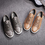Fashion Leather Mens Shoes Soft High Quality Mens Casual Shoes Flat Footwear Classic Black White Men Fashion Walking Shoes Comfortable Modern Design Stevvex
