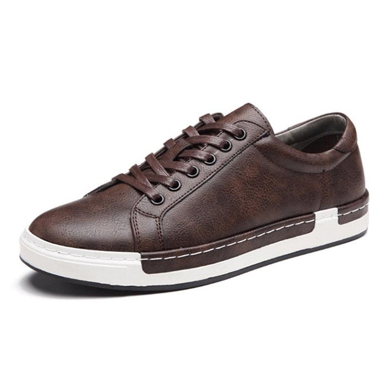 Fashion Leather Mens Shoes Soft High Quality Mens Casual Shoes Flat Footwear Classic Black White Men Fashion Walking Shoes Comfortable Modern Design Stevvex