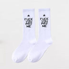 Fashion Letter Socks Unisex Hip-hop Street Sports Crew Black White Hipster Popular Skateboard Cotton Socks Running Cycling Cute Socks Unisex Socks For Men And Women