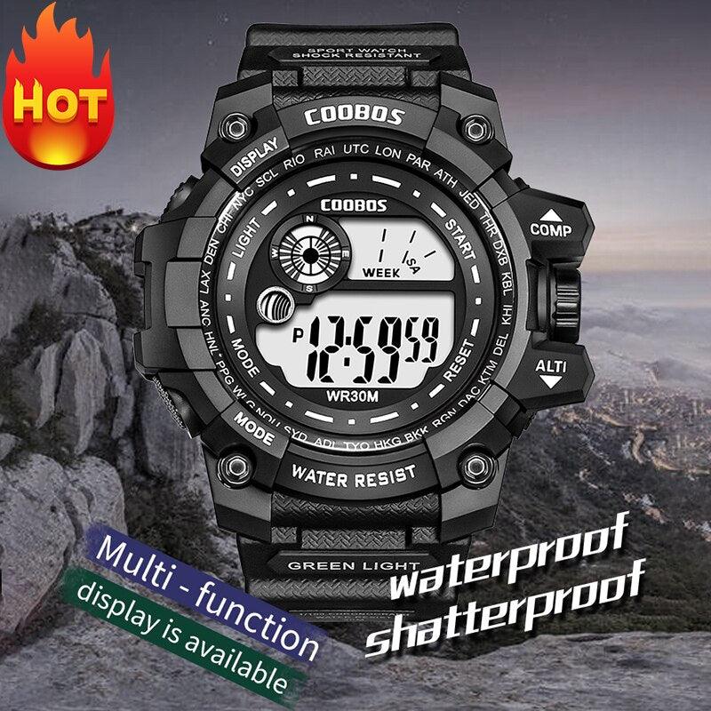Fashion Luminous Children Watches For Boys Waterproof Electronic Silicone Strap Watch Fashion Sport Led Digital Wrist Watch Kids Sports Watch Waterproof Boys Multi-Function Digital Wristwatch Stevvex