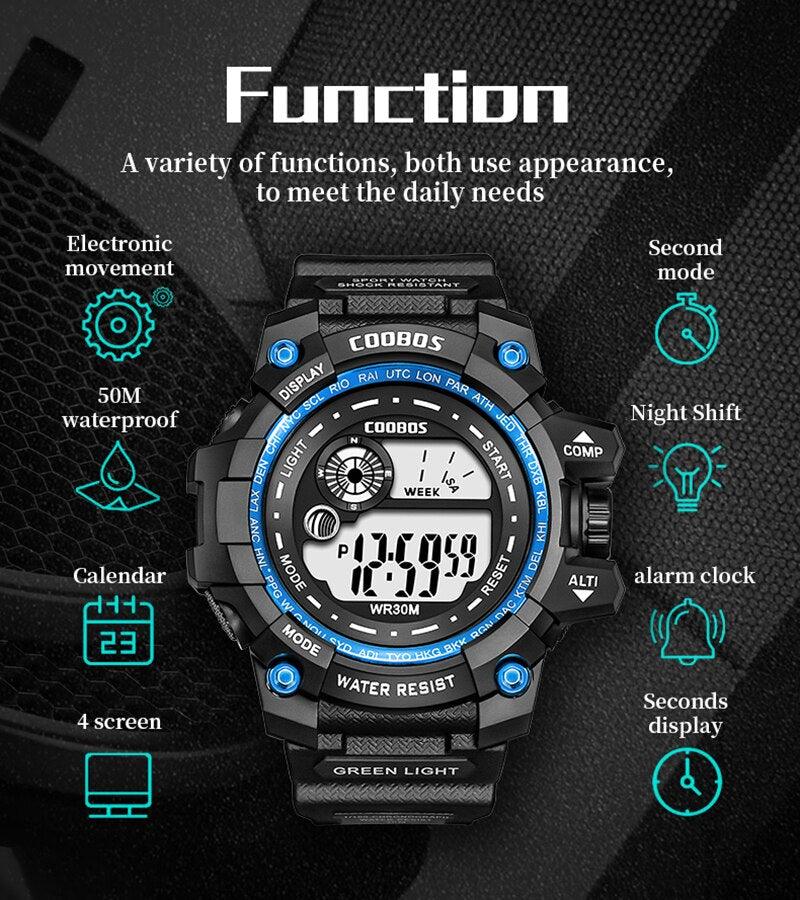 Fashion Luminous Children Watches For Boys Waterproof Electronic Silicone Strap Watch Fashion Sport Led Digital Wrist Watch Kids Sports Watch Waterproof Boys Multi-Function Digital Wristwatch Stevvex