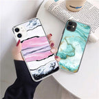 Fashion Marble Pattern Phone Case For iPhone 13 12 11 Pro Max 7 8 6 6S Plus X XR XS Max 12Mini 5 5S SE Cute Soft TPU Cover Full Body Protection with Raised Bezel