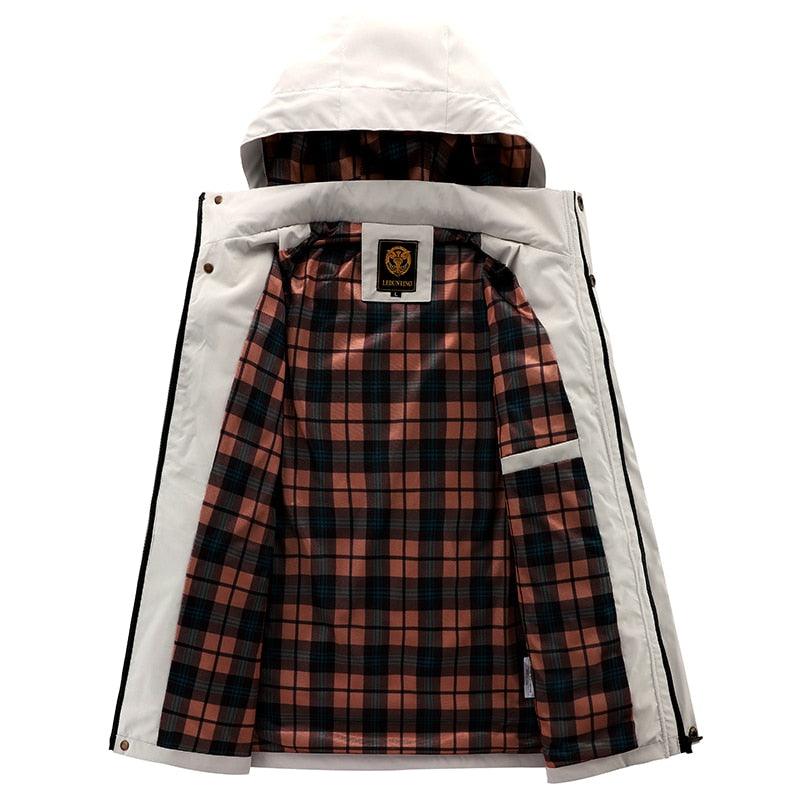 Fashion Men Casual Windbreaker Jacket Hooded Jacket Man Waterproof Outdoor Soft Men's Waterproof Windproof Jackets Breathable Snow Jacket With Hood Modern Winter Clothing Warm Thick Jacket For Outdoor Stevvex