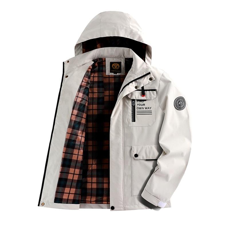 Fashion Men Casual Windbreaker Jacket Hooded Jacket Man Waterproof Outdoor Soft Men's Waterproof Windproof Jackets Breathable Snow Jacket With Hood Modern Winter Clothing Warm Thick Jacket For Outdoor Stevvex