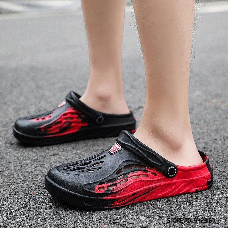 Fashion Men Sandals Summer Hole Rubber Clogs Garden Shoes Beach Flat Slippers Slip On Beach Sandals Lightweight Slippers Water Shoes Stevvex