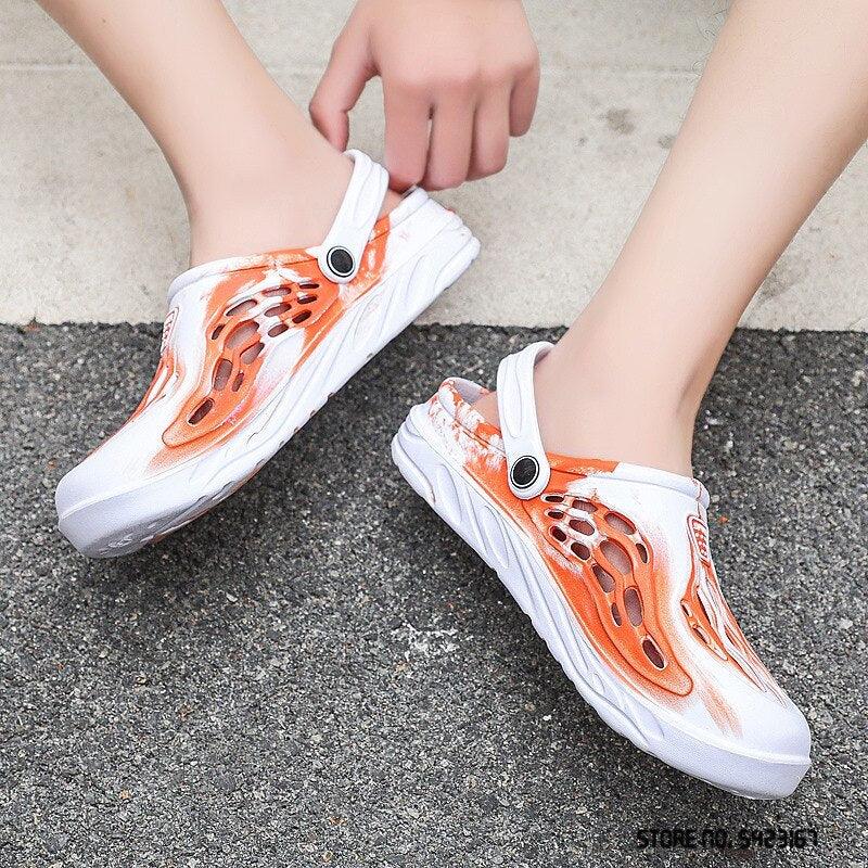 Fashion Men Sandals Summer Hole Rubber Clogs Garden Shoes Beach Flat Slippers Slip On Beach Sandals Lightweight Slippers Water Shoes Stevvex