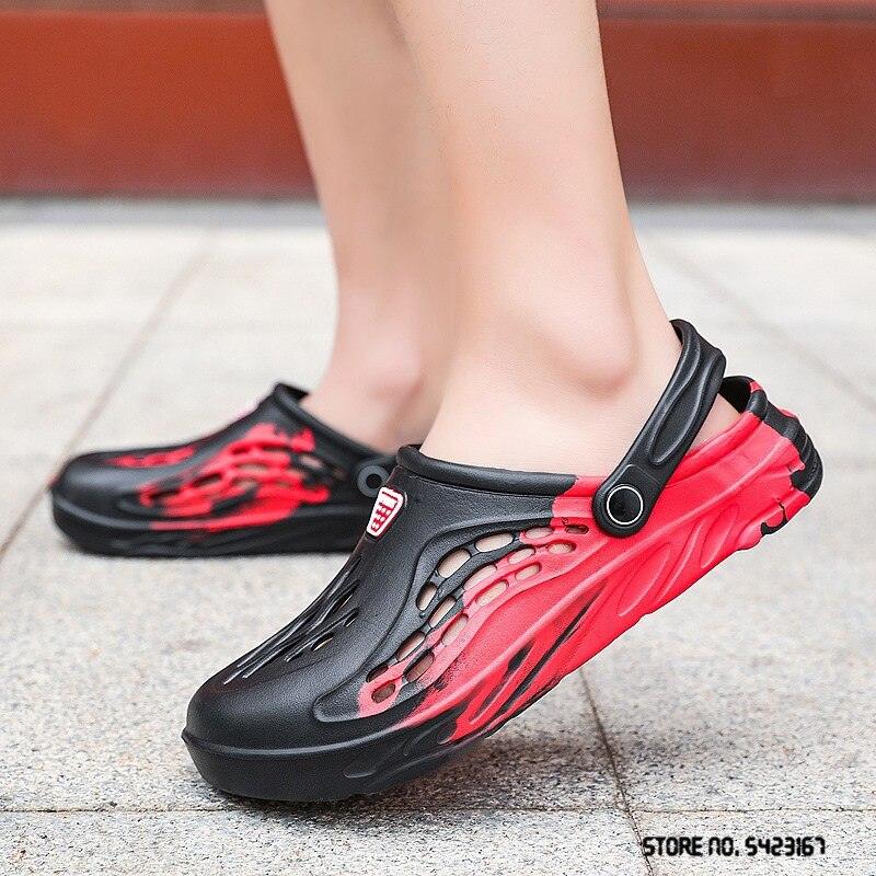 Fashion Men Sandals Summer Hole Rubber Clogs Garden Shoes Beach Flat Slippers Slip On Beach Sandals Lightweight Slippers Water Shoes Stevvex
