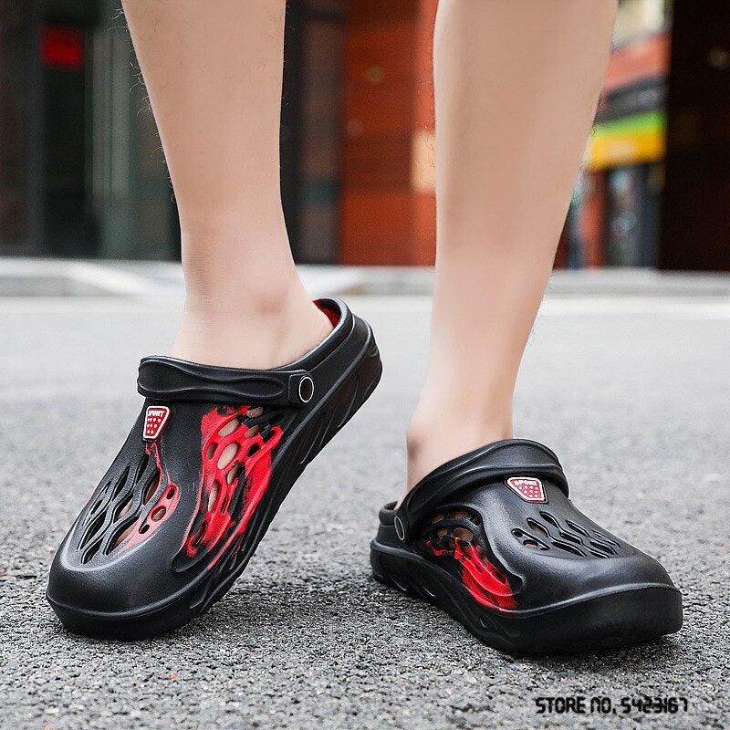 Fashion Men Sandals Summer Hole Rubber Clogs Garden Shoes Beach Flat Slippers Slip On Beach Sandals Lightweight Slippers Water Shoes Stevvex