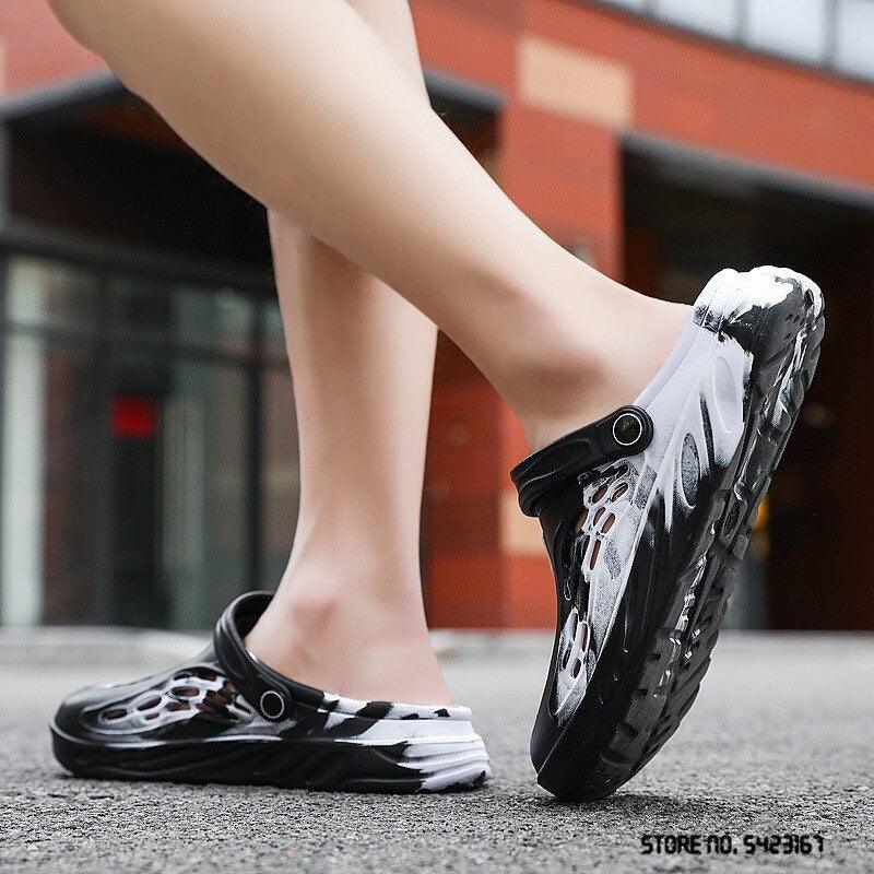 Fashion Men Sandals Summer Hole Rubber Clogs Garden Shoes Beach Flat Slippers Slip On Beach Sandals Lightweight Slippers Water Shoes Stevvex