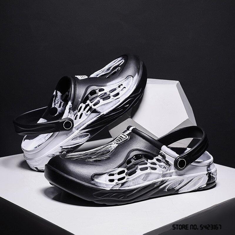 Fashion Men Sandals Summer Hole Rubber Clogs Garden Shoes Beach Flat Slippers Slip On Beach Sandals Lightweight Slippers Water Shoes Stevvex