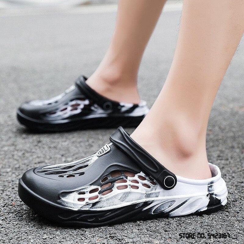 Fashion Men Sandals Summer Hole Rubber Clogs Garden Shoes Beach Flat Slippers Slip On Beach Sandals Lightweight Slippers Water Shoes Stevvex