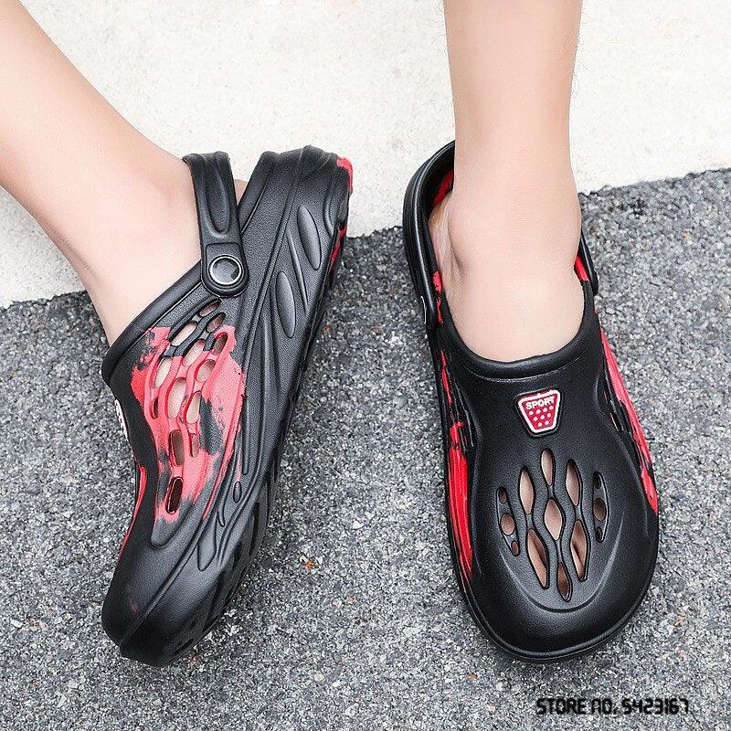 Fashion Men Sandals Summer Hole Rubber Clogs Garden Shoes Beach Flat Slippers Slip On Beach Sandals Lightweight Slippers Water Shoes Stevvex