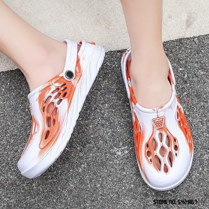 Fashion Men Sandals Summer Hole Rubber Clogs Garden Shoes Beach Flat Slippers Slip On Beach Sandals Lightweight Slippers Water Shoes Stevvex