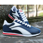 Fashion Men Sport Breathable Running Sneakers Casual Breathable Walking Shoes Sport Athletic Blue White Sneakers Gym Tennis Slip On Walking Outdoor Workout Sneakers Stevvex