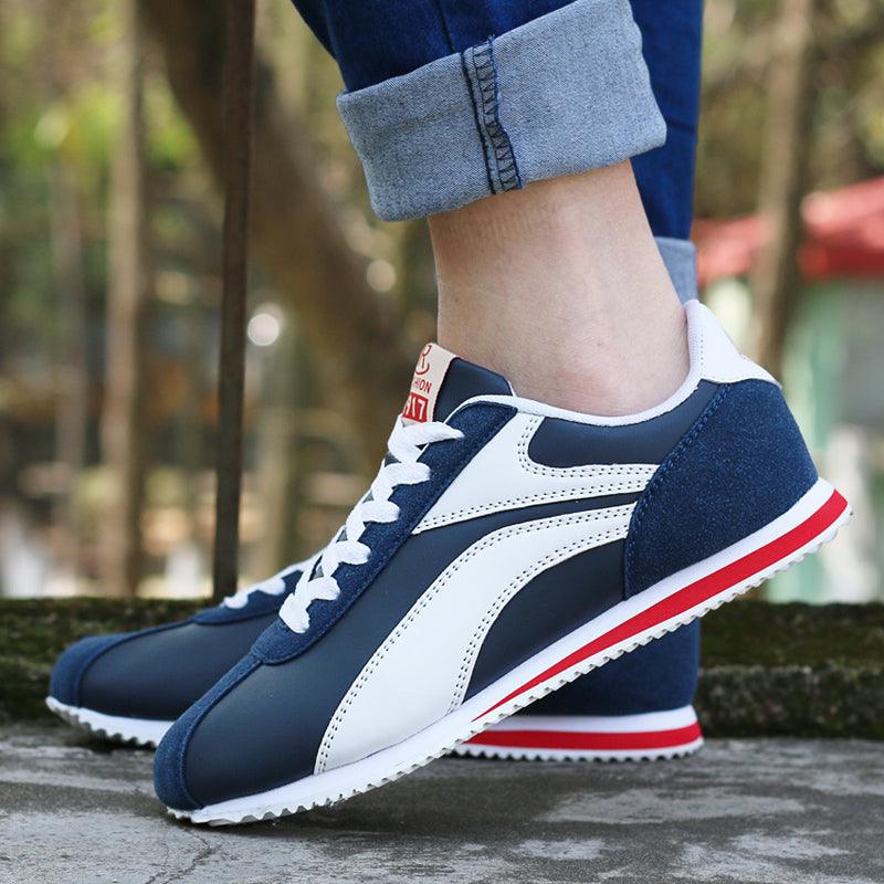Fashion Men Sport Breathable Running Sneakers Casual Breathable Walking Shoes Sport Athletic Blue White Sneakers Gym Tennis Slip On Walking Outdoor Workout Sneakers Stevvex